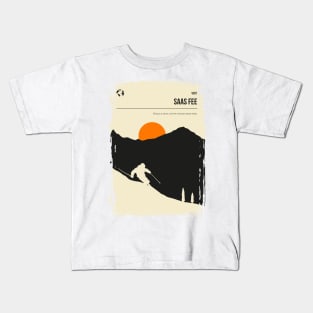 Saas Fee Switzerland Vintage Book Cover Skiing Poster Kids T-Shirt